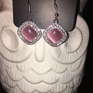 Pretty silver and lite pink fishhooks earrings